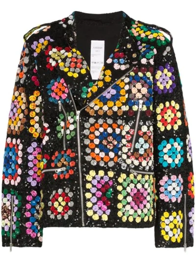 Ashish Sequin-embellished Crochet Biker Jacket In Multicolour