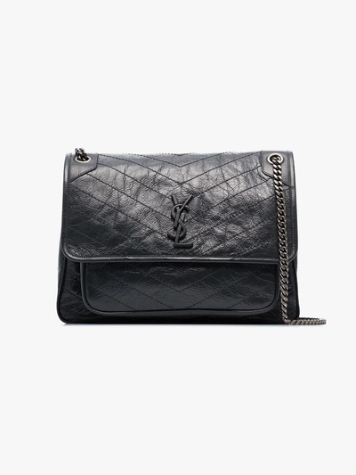 Saint Laurent Grey Niki Large Leather Shoulder Bag In Grey