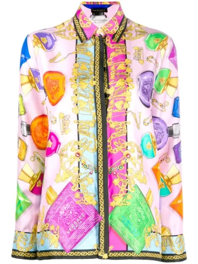 Versace Perfume And Jewellery Print Shirt In Pink