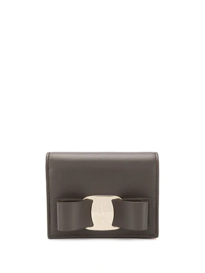 Ferragamo Bow Detail Wallet In Grey