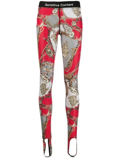 Palm Angels Sensitive Content Leggings In Red