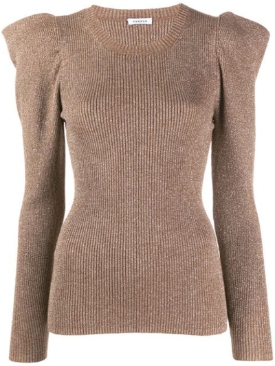 P.a.r.o.s.h Metallic Ribbed Jumper In Brown