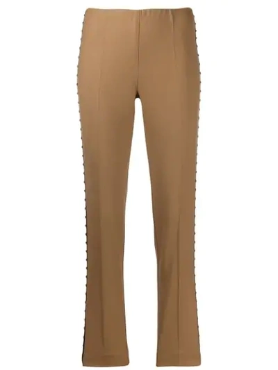 P.a.r.o.s.h Studded Trim Trousers In Neutrals