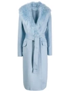 Prada Oversized Collar Mid-length Coat In Light Blue