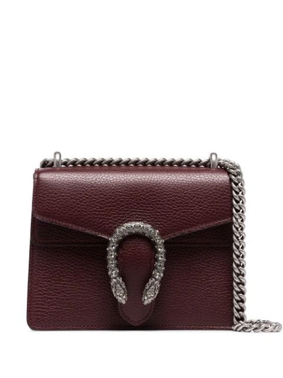 Gucci Burgundy Dionysus Mini Leather Shoulder Bag In Red