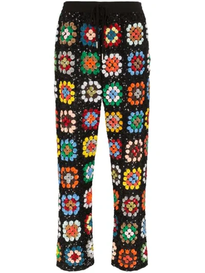 Ashish Patchwork Crochet Track Pants In Multicoloured