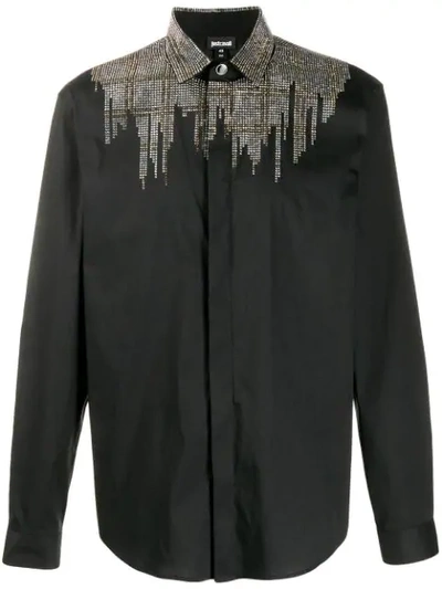 Just Cavalli Sequin Studded Tailored Shirt In 900 Black