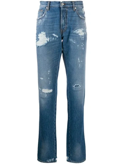 Just Cavalli Distressed Jeans In 470 Blue