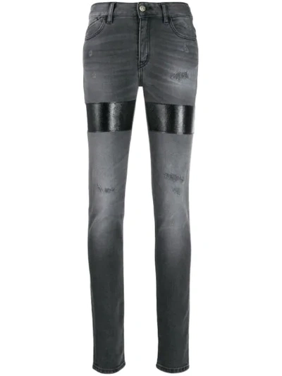 Just Cavalli Distressed Patchwork Jeans In Grey