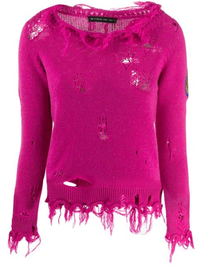 Etro Distressed Knitted Jumper In Pink