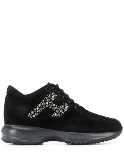 Hogan Crystal Logo Low-top Sneakers In Black