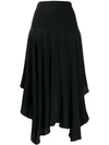 Stella Mccartney Asymmetric Flared Midi Skirt In 1000 Black