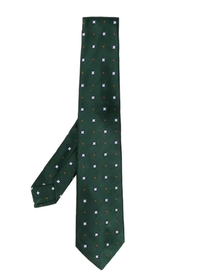 Kiton Patterned Tie In Green