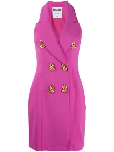 Moschino Double-breasted Mini Dress In Pink