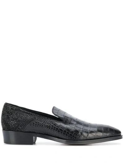 Giuseppe Zanotti Rhinestone Embellished Loafers In Black