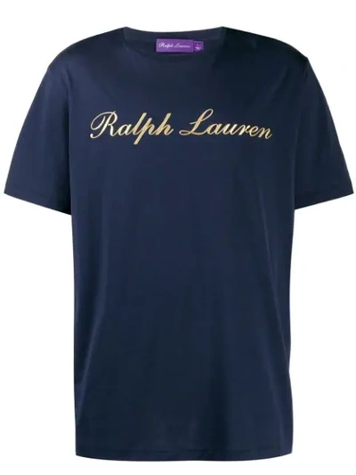 Ralph Lauren Gold Logo Printed T-shirt In Blue