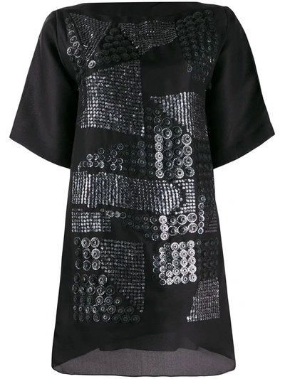 Pre-owned Missoni Asymmetric Sequin Embroidery T-shirt Dress In Black