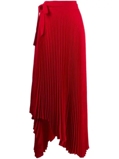 A.w.a.k.e. Doric Asymmetric Pleated Skirt In Red
