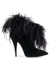 Saint Laurent Black Zizi 110 Feather Suede Ankle Boots