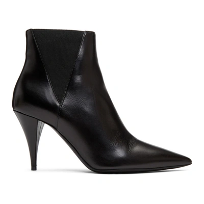 Saint Laurent Kiki Pointed Toe Ankle Boots In Black