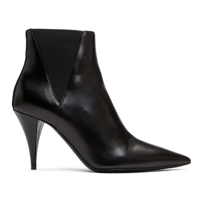 Saint Laurent Kiki Pointed Toe Ankle Boots In Nero