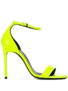Saint Laurent Amber Ankle-strap Neon Leather Sandals In Yellow