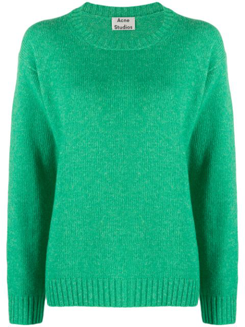 Acne Studios Samara Crew Neck Knitted Sweater In Green | ModeSens