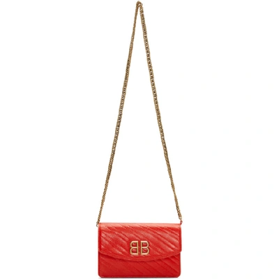 Balenciaga Red Bb Wallet On Chain Bag In 6512 Red