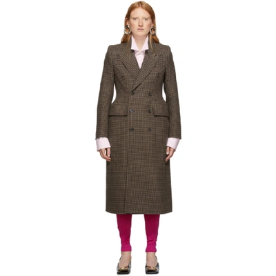 Balenciaga Brown Hourglass Double-breasted Coat In 2135 Brown