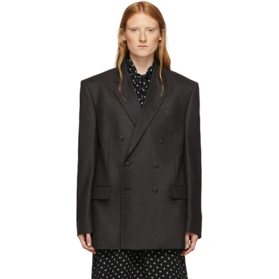 Balenciaga Grey Camel Hair Double-breasted Blazer In 1140 Anthra