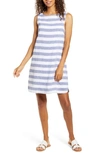 Beachlunchlounge Alina Stripe Linen & Cotton Shift Dress In Summer Sky