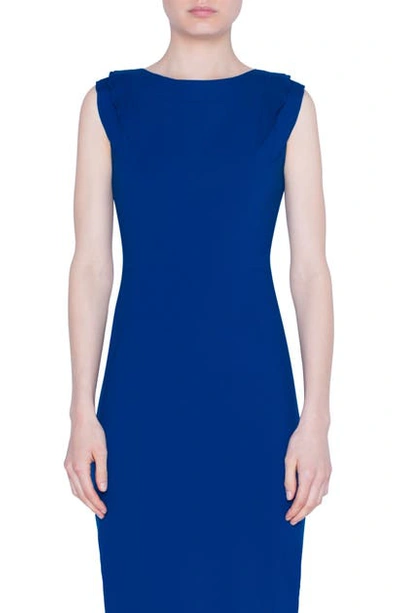 Akris Punto Ruffle Detail Midi Sheath Dress In Electric Blue