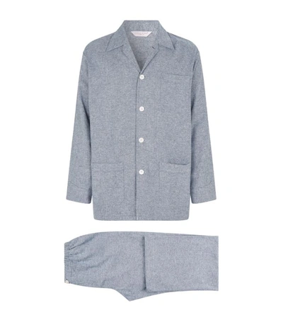 Derek Rose Kelburn Cotton Pyjama Set In Navy