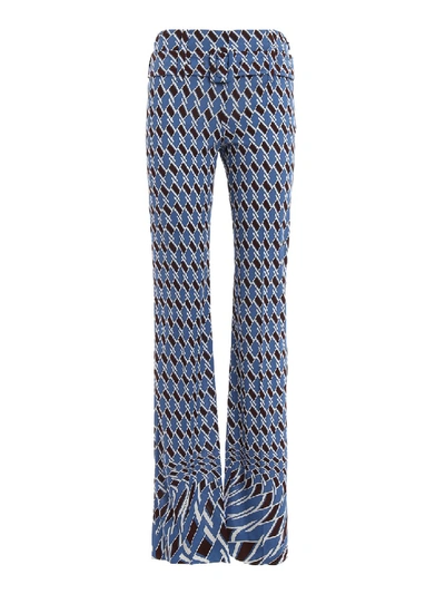 Prada Argyle Print Tech Jersey Trousers In Blue