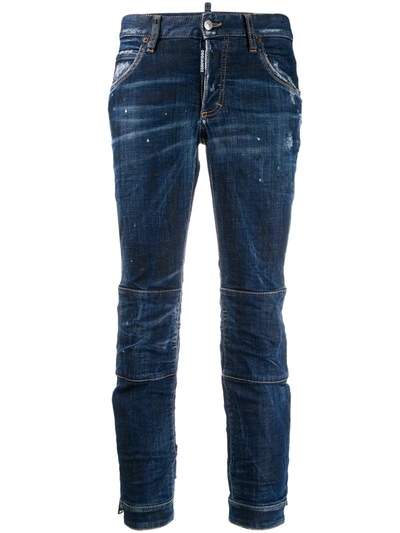 Dsquared2 Distressed Slim-fit Jeans In Blue