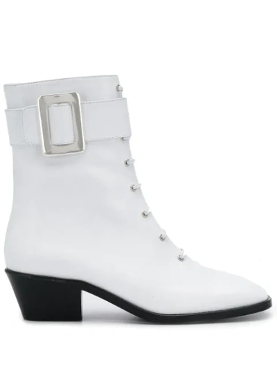 Dorateymur Buckle-detail Ankle Boots In White