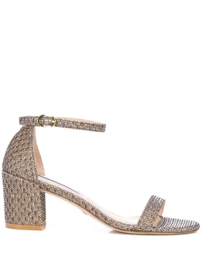 Stuart Weitzman Textured Metallic Sandal In Gold