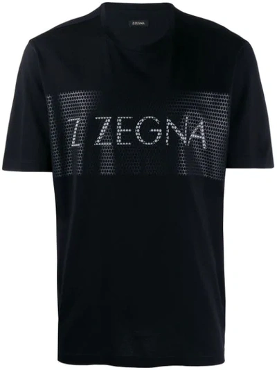 Z Zegna Mesh-effect Logo T-shirt In Black
