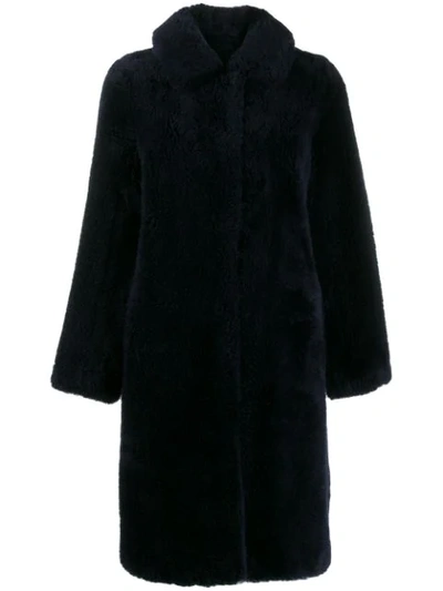 Yves Salomon Meteo Teddy Bear Coat In A7123 Azurite