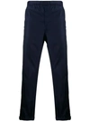 Prada Touch-strap Ankle Cropped Trousers In Blue