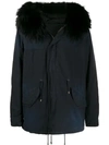 Mr & Mrs Italy Faux Fur Hooded Parka In Blue