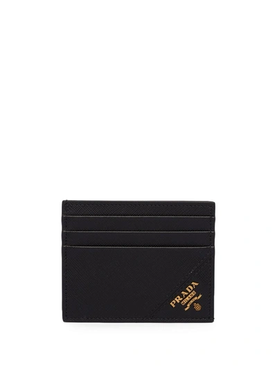 Prada Saffiano Leather Card Holder In Black