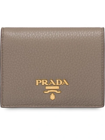 Prada Small Saffiano Leather Wallet In Brown