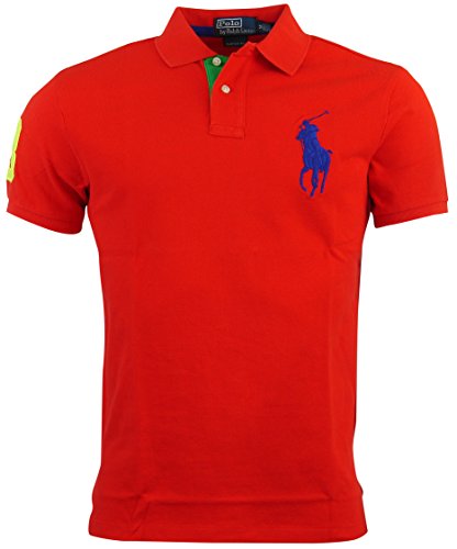 Polo Ralph Lauren Mens Custom Fit Big Pony Mesh Polo Shirt In Red ...