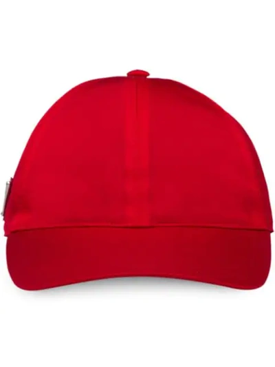 Prada Men's Logo-plaque Baseball Cap In Red