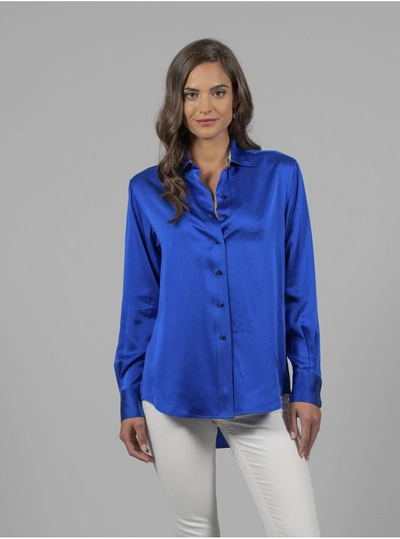 Robert Graham Women's Carrie Solid Silk Shirt In Cobalt Size: S By