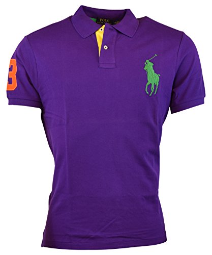 Polo Ralph Lauren Mens Custom Fit Big Pony Mesh Polo Shirt In Purple ...