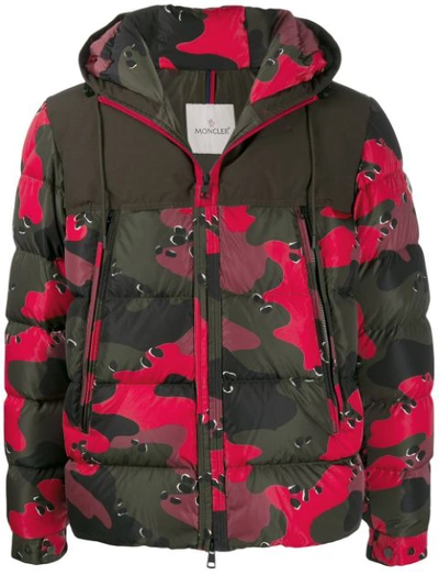 Moncler Eymeric Camouflage-print Shell And Down-blend Jacket In Red