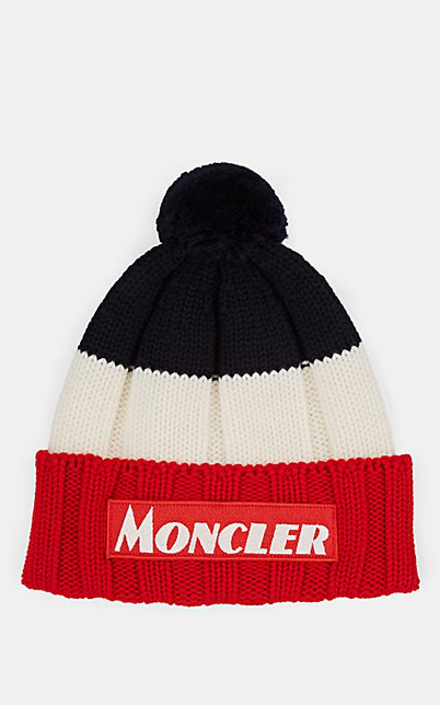 Moncler Men's Tricolor Chunky Pom Beanie Hat In Red | ModeSens