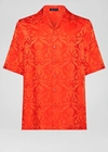 Versace Barocco Pattern Silk Jacquard Shirt In Red